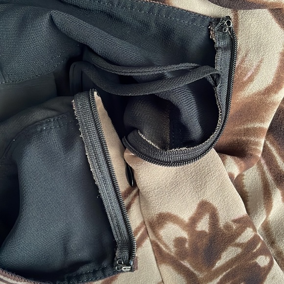 The Limited A Line silk pleats knee length skirt brown tan floral zipper vintage - Picture 9 of 16